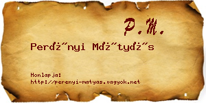Perényi Mátyás névjegykártya