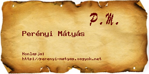 Perényi Mátyás névjegykártya